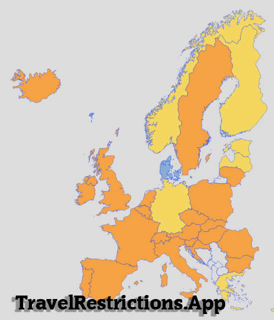 Denmark Covid19 Entry Ban map October 19 25